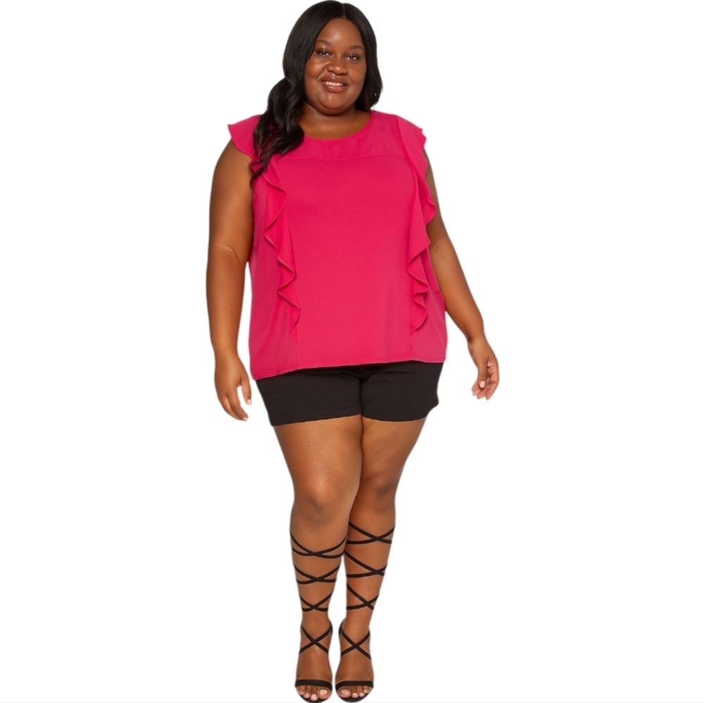 The Limited Women's Pink Ruffle Top Blouse 2X
